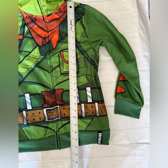 Fortnite Hoodie Boys M Green Dino Rex Costume Full Zip Cosplay Gamer Sweatshirt - Picture 13 of 15
